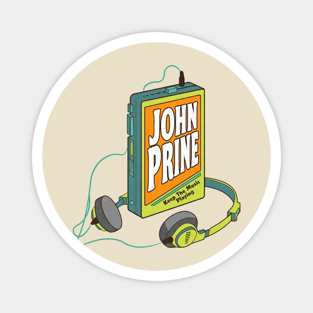 John Prine / Retro Walkman Design / Retro Music Art Magnet by EliseOB